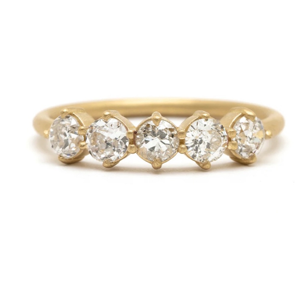 Gold Diamond 5 Stone Ring, size 6, sizable